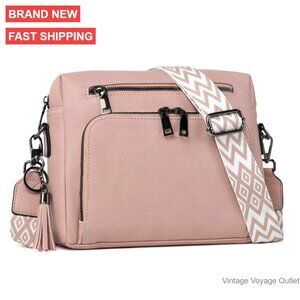 Vegan Leather Crossbody Bag with RFID Wallet, Adjustable Strap, Multi-Pocket
